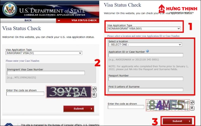 Nhập đầy đủ thông tin cần thiết để kiểm tra visa Mỹ online tại CEAC
