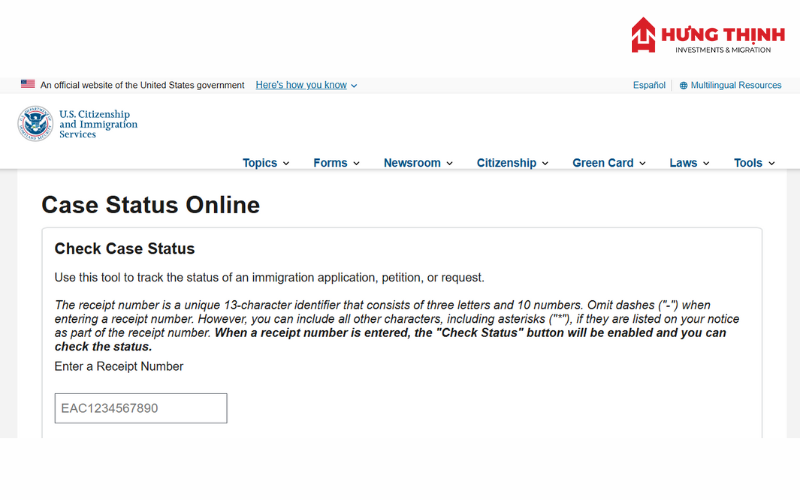 Trang web kiểm tra hồ sơ visa Mỹ USCIS