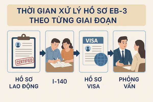 Thời gian xử lý hồ sơ EB-3 theo từng giai đoạn